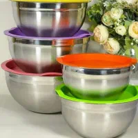 لگن استیل 5تیکه درب رنگی