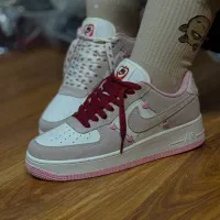 کتونی نایک ایرفورس بدون ساق سفید صورتی