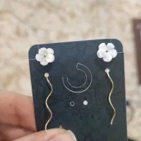 گوشواره آویز،بخیه ایی طلا