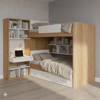 تخت دو طبقه ، تخت دوطبقه|تخت و سرویس خواب|ساری, |دیوار