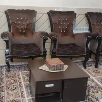 مبل استیل و میز جلو مبلی دست دوم تمیز|مبلمان خانگی و میز عسلی|خمینیشهر, |دیوار