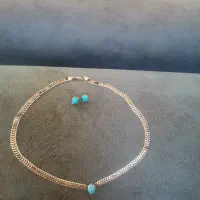 زنجیره  وگوشواره نقره عتیقه