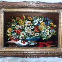 تابلو گل بابونه کد 25 دستبافت و ابریشم دار|تابلو فرش|تبریز, |دیوار