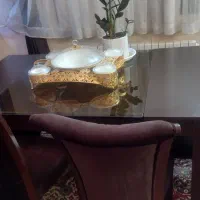 میزنهارخوری ۶نفره دو کمد و جای تزیینی شیشه ای