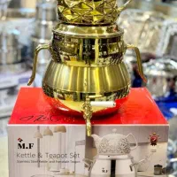 کتری قوری طلایی دوکفه چدن خارجی