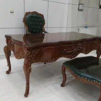 مبلمان اداری چوب و چرم شل پوست ماری|دفتر کار|قزوین, |دیوار