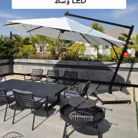 سایبان چتر پایه کنار ۸ ضلعی قطر ۴ با Led|کافی‌شاپ و رستوران|شیراز, قالیشویی|دیوار