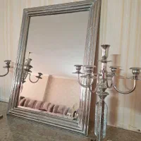 آینه شمعدان نقره حاشیه حکاکی شده سایز بزرگ