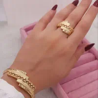 ست دستبند و انگشتر و دستبند تک  استیل