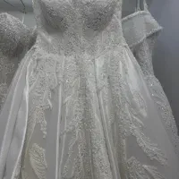 لباس عروس در حد نو دکلته دو بندی دامن ساتن شاین