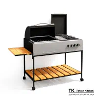 باربیکیو پایه دار گازی110 سانت دارای شعله و سرخ کن