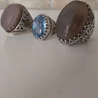 فروش سه انگشتر نقره با سنگ های توپاز.عقیق|جواهرات|بندر ماهشهر, |دیوار