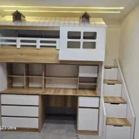 یه تخت یک نفره سرهم بادراور ومیز کامپووش میرسد