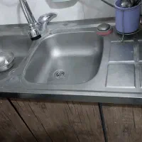 سینک ظرفشویی دو لگن به همراه کابینت ۳ درب