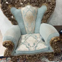 مبل سلطنتی فیروزه ای چوب نه نفره|مبلمان خانگی و میز عسلی|بندر انزلی, پرستار|دیوار