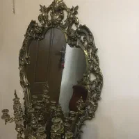 آینه و شمعدان ساعت برنزی قدیمی