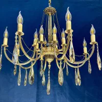 لوستردلنیا برنجی جدید کریستالی برنج ۱۶شعله شاخه یو