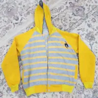 سویشرت زرد خوشگل سایز مدیم دخترانه کلاه دار