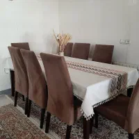 میز نهار خوری ۸ نفره چوب راش و ۸ صندلی