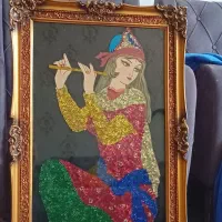 تابلو مجنوق وپولک دوزی شده|تابلو، نقاشی، عکس|تهران, خاک سفید|دیوار