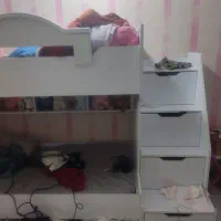 تخت ام دی اف دو طبقه و دراور