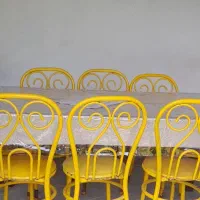 صندلی فلزی آهنی نشیمن چرمی مناسب منزل مغازه