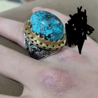 انگشتر فیروزه نیشابوری رگه عنکبوتی محک کلکسیونی