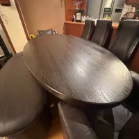 میز نهار خوری ۸ نفره ایتالیایی چرم در حد نو|میز و صندلی غذاخوری|مهاباد (آذربایجان غربی), |دیوار