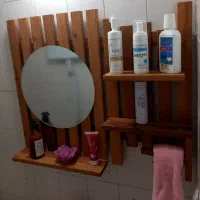 آیینه و باکس چوبی ضد آب مخصوص سرویس بهداشتی و حمام