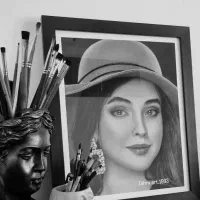 طراحی چهره سیاه قلم