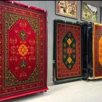 فرش نگین طلایی مشهد نقش گل مروارید پلمب نو