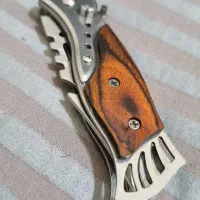 چاقو دسته چوبی فلزی بدون خط خش