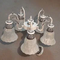 لوستر پنج شاخه (سنگ و فلز )|لوستر و چراغ آویز|کرمان, |دیوار