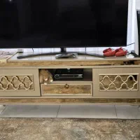 میز تلوزیون طلایی طرح چوب