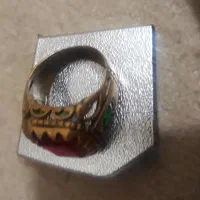 انگشتر طلای هندی بانگین یاقوت سرخ و زمرد|جواهرات|اسلامشهر, شهرک قائمیه|دیوار