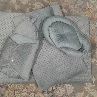 سرویس خواب نوزاد مخمل طوسی جدید نو ۵ تکه