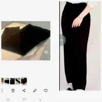 شلوار نیم بگ مشکی کرپ‌