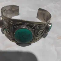 دستبند قدیمی تبتی بانگین فیروزه ای