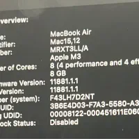 MacBook Air M3 8GB Ram-255 GB sad|رایانه همراه|اراک, |دیوار