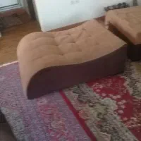 یک عددمیزوسط پارچه ای جیر خردلی ویک عددنشیمن|مبلمان خانگی و میز عسلی|تالش, تالش|دیوار