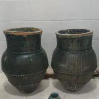 خمره های قدیمی سفالی لاآبدار|کلکسیون اشیاء عتیقه|ابریشم, |دیوار