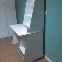 میز تحریر کتابخونه دار رنگ سفید بدون صندلی