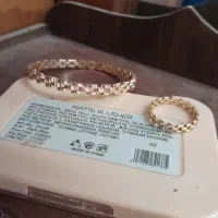 دستبند بنگل زنجیر ژوپینگ طلا روس نیم ست انگشتر