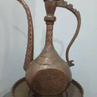 سینی و افتابه لگن مسی قدیمی|کلکسیون اشیاء عتیقه|فسا, |دیوار