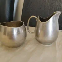 قندان و شیرخوری جنس نیکل سیلور قدیمی و سنگین