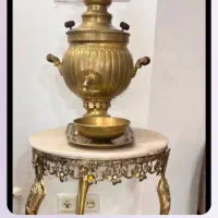سماور برنجی وزن سنگین همراه با کاسه و سینی