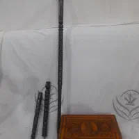 عصای آبنوس فاخر مرصع کاری نقره کوب صندوقچه قاجاری|کلکسیون اشیاء عتیقه|اهواز, شریعتی جنوبی|دیوار