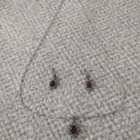 نیم ست نقره با سنگ عقیق یمن
