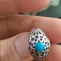 عتیقه انگشتر نقره فیروزه،زمرد پنجشیر