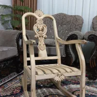 صندلی راک (گهواره‌ای) چوبی منبت‌کاری شده